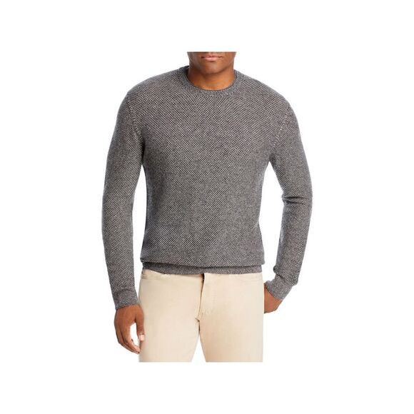 THE MENS STORE Mens Black Patterned Crew Neck Knit Pullover Sweater L